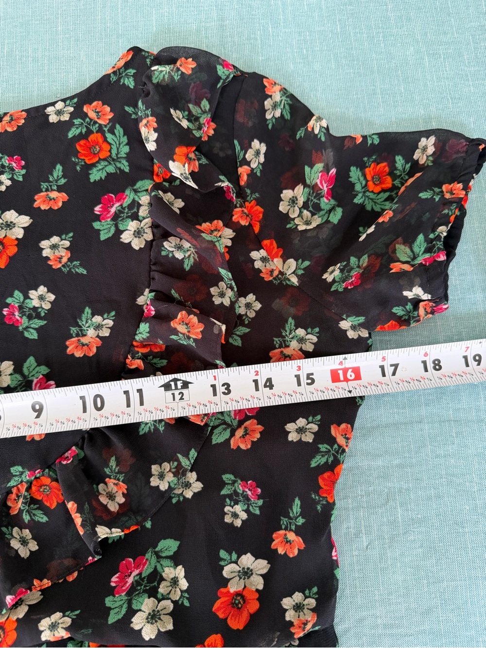 Maje M Rancho Floral Chiffon Ruched Ruffle Midi Dress Sz 2 , Medium - Picture 10 of 13